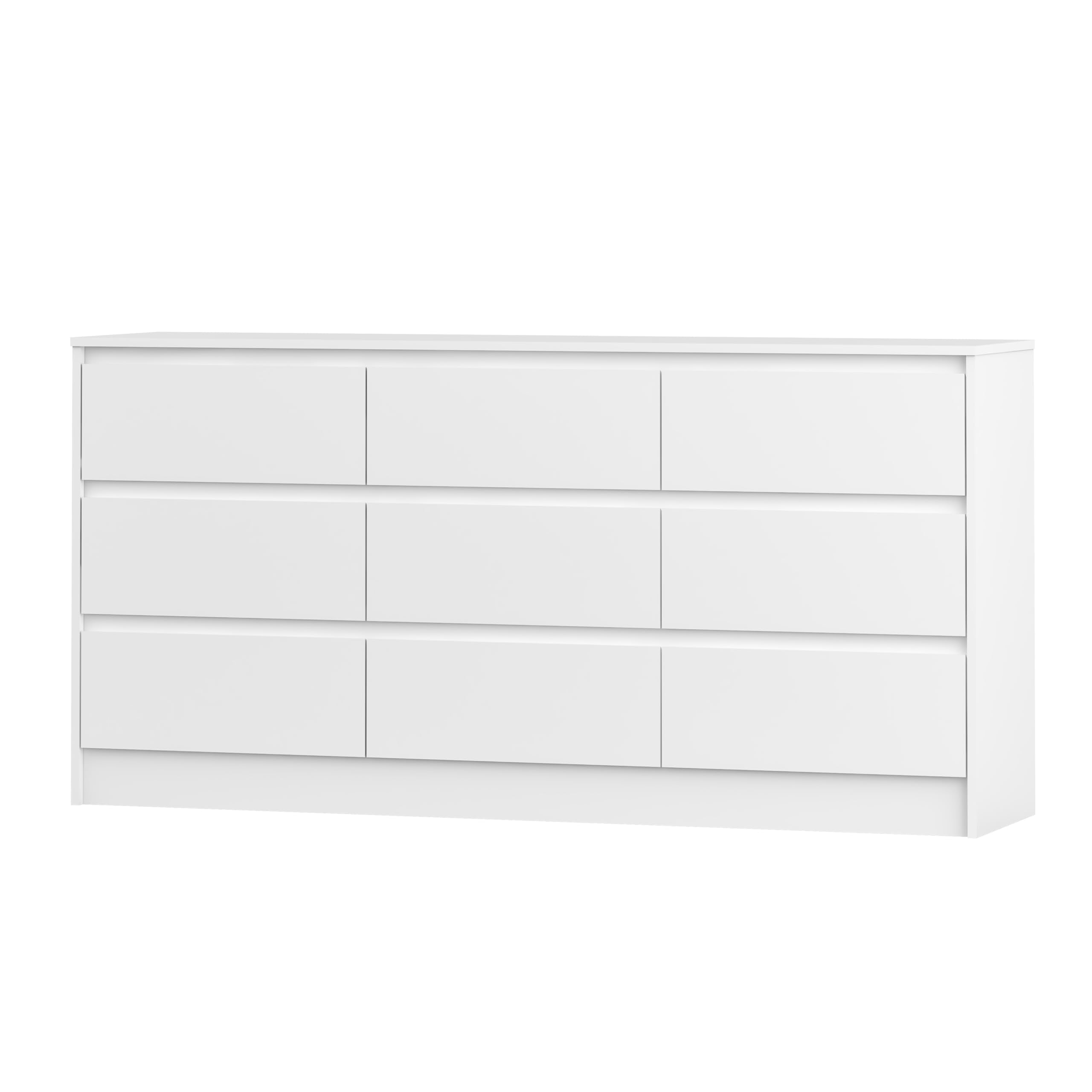 Modern 9 Drawer Wood Dresser for Bedroom, Large Floor Storage Drawer Cabinet Lateral Chest of Drawers
