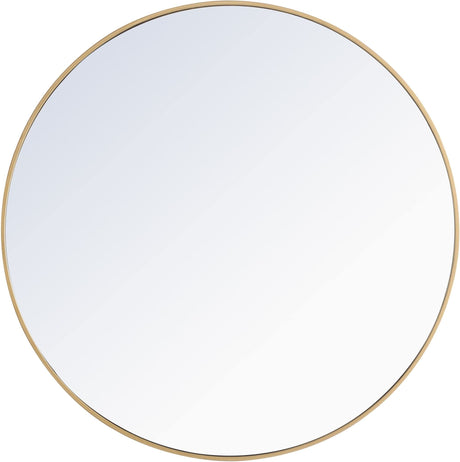 42" Round Metal Frame Mirror in Brass