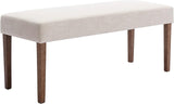 Farmhouse Linen Upholstered Dining Bench, 45" Long Dining Room Bench Seat with Black Wood Legs, Beige