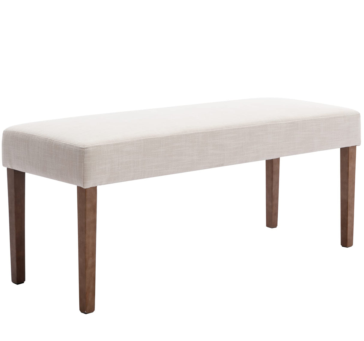 Farmhouse Linen Upholstered Dining Bench, 45" Long Dining Room Bench Seat with NaturalWood Legs,