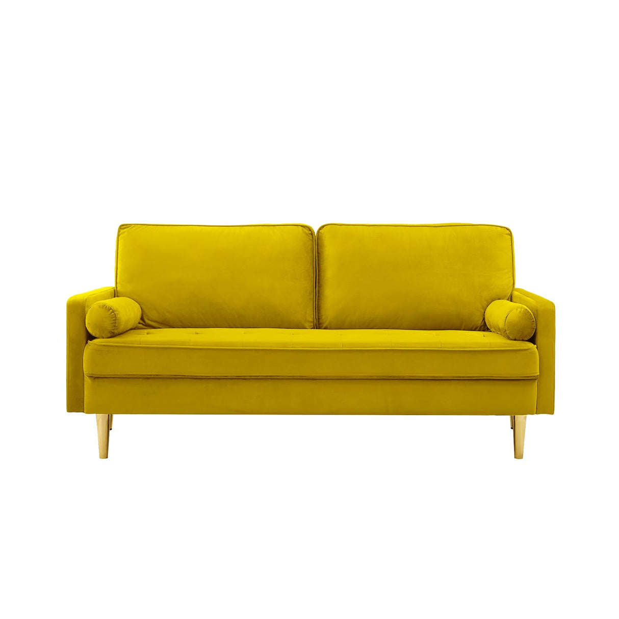 67'' Velvet Sofa Bed, Modern Loveseat with Gold Metal Legs and 2 Bolster Pillows