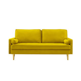 67'' Velvet Sofa Bed, Modern Loveseat with Gold Metal Legs and 2 Bolster Pillows