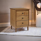 Modern 3 Drawer Wood Nightstand Bedroom Side End Table in Caramel