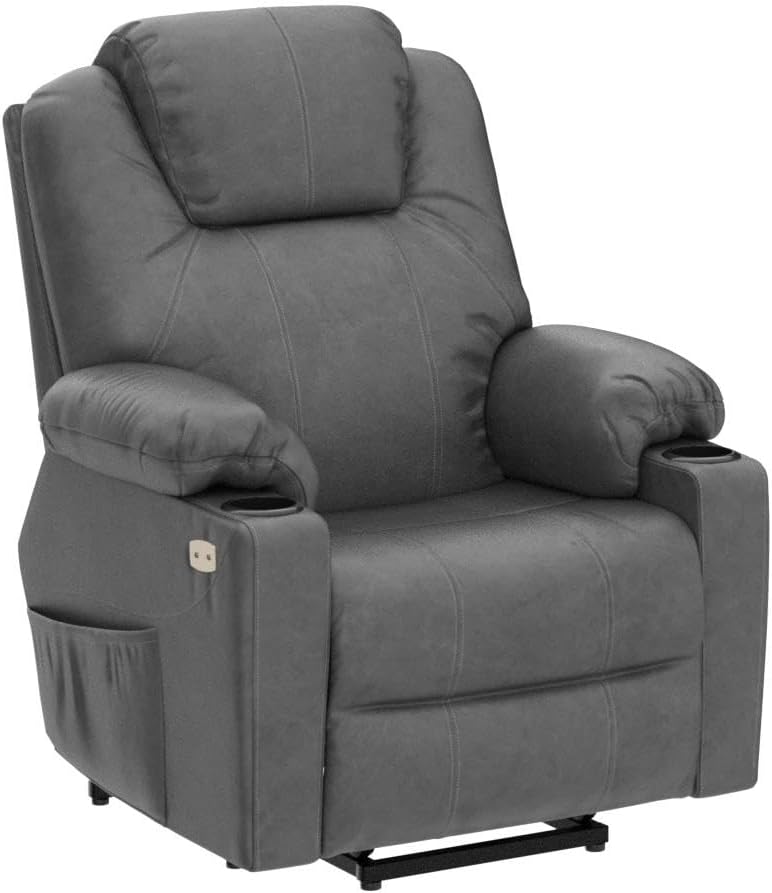 ComfortRise Power Lift Recliner Chair – Vibration, Cup Holders & Extended Footrest