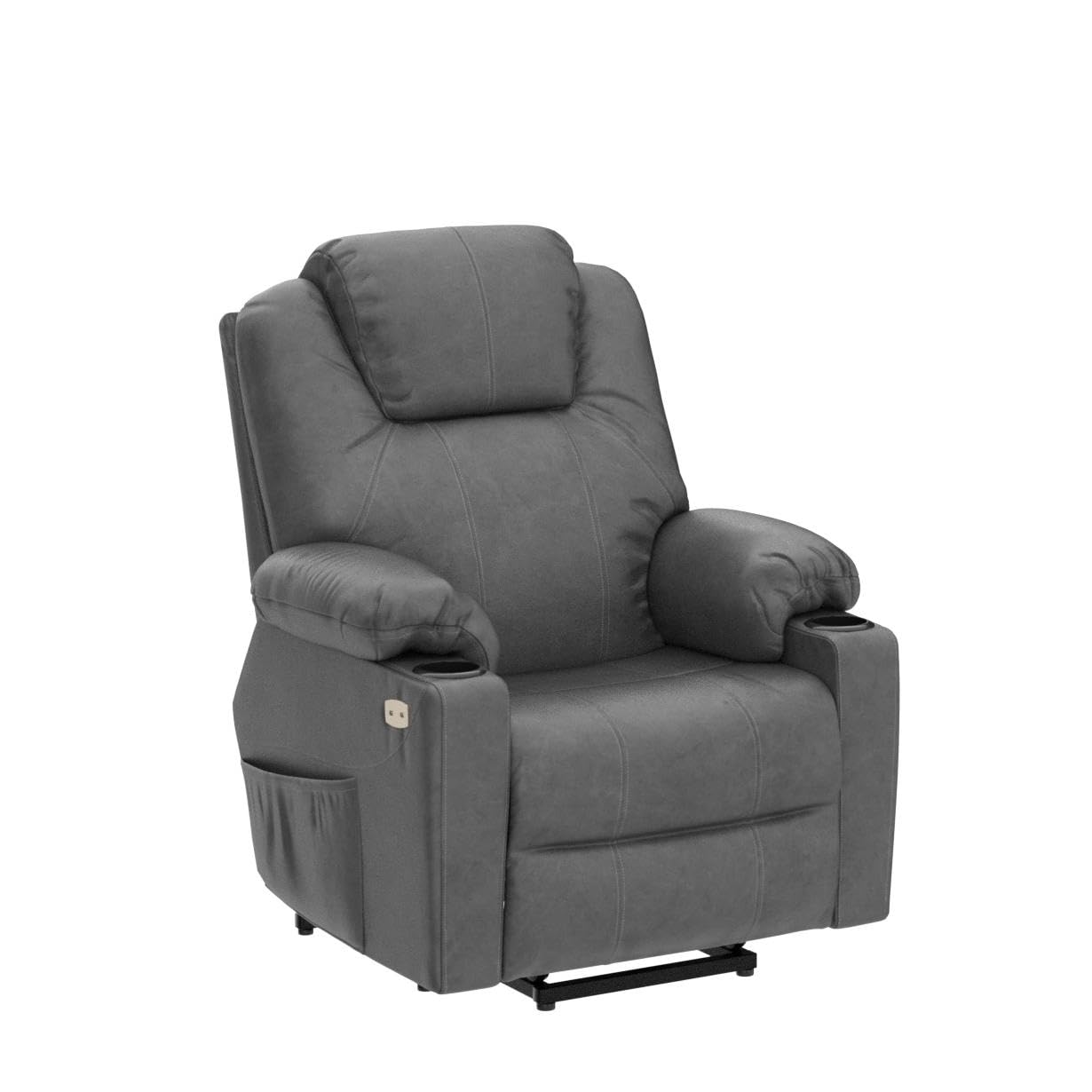 ComfortRise Power Lift Recliner Chair – Vibration, Cup Holders & Extended Footrest