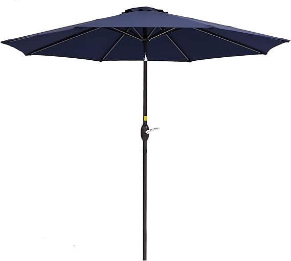 9' Outdoor Umbrella Patio Umbrella 2-Year-Non-Fading Steel Market Umbrella with Push Button