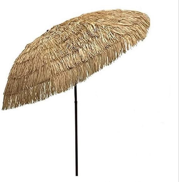 6ft Tiki Umbrellas for Outside, UV Protect Thatch Umbrella with Tilt Design