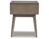 Paulrich Mid Century Accent Table with USB Ports, Grayish Brown