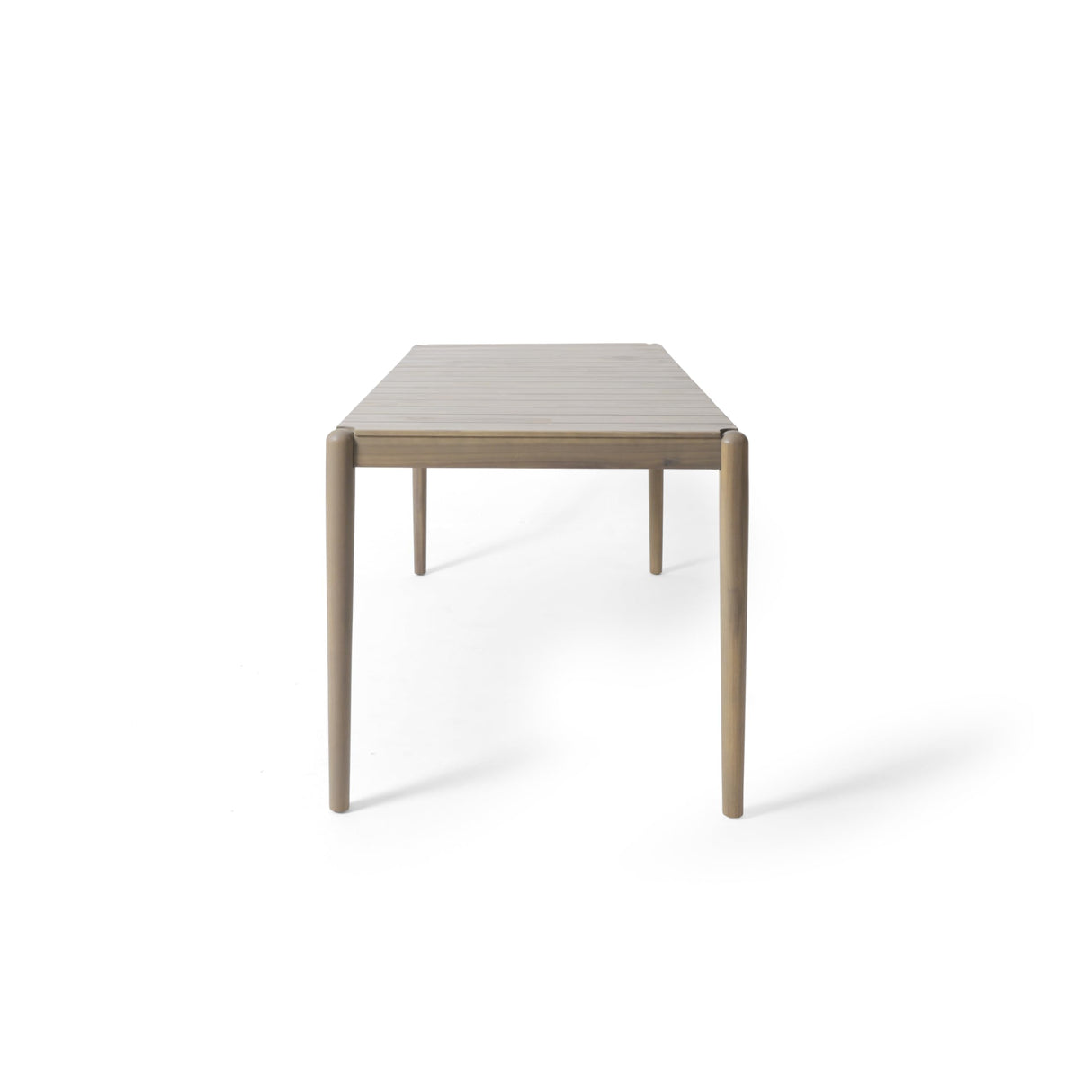 Siaz Dining Table, Rectangular 68 Inch, Slat Panel Design, Light Brown Wood