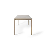 Siaz Dining Table, Rectangular 68 Inch, Slat Panel Design, Light Brown Wood