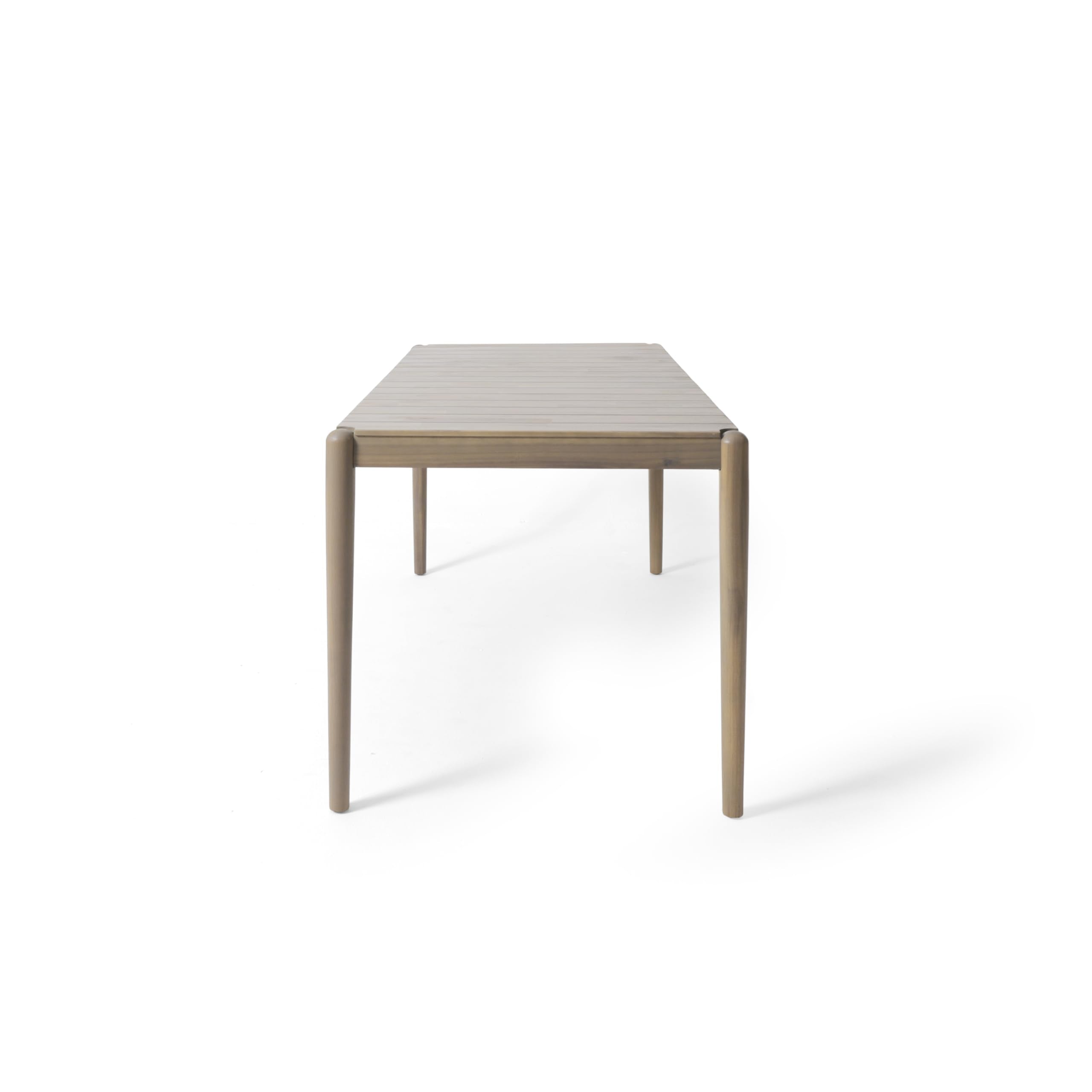 Siaz Dining Table, Rectangular 68 Inch, Slat Panel Design, Light Brown Wood