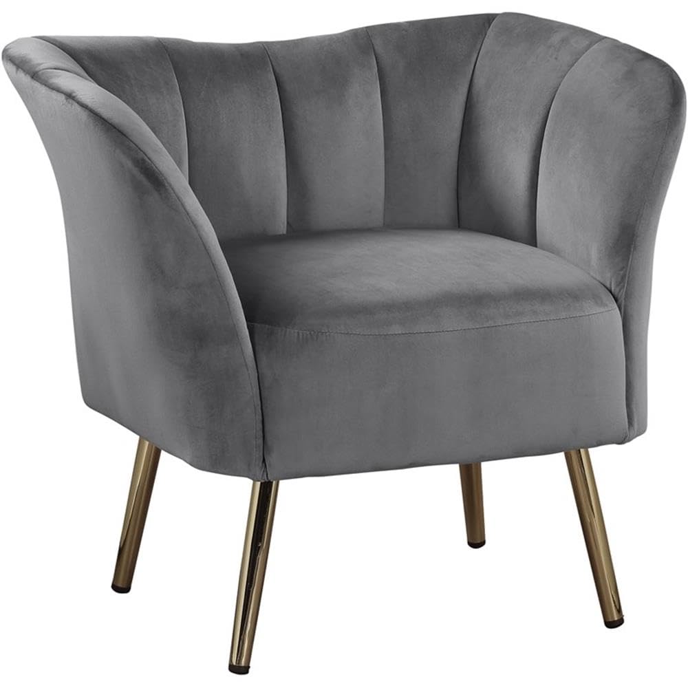 Tufted Upholstery Accent Chair in Gray and Gold