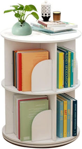 Rotating Bookshelf, Freestanding Storage Shelf, 360° Rotating White Bookshelf Round Bookcase