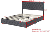 Full Size Upholstered Platform Bed Frame with Adjustable Headboard & 4 Storage Drawers