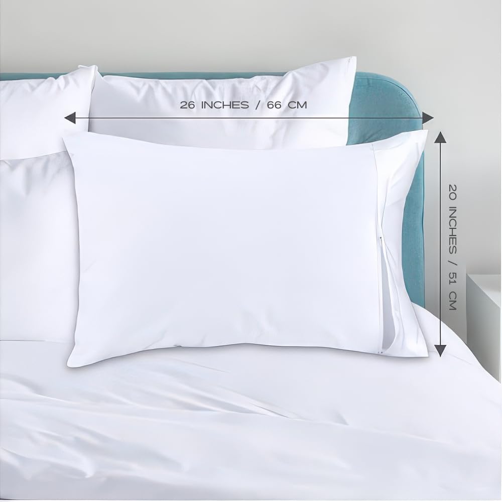 Luxury Hotel Collection Zippered Style Pillow Cover, 200 Thread Count, Soft Quiet Zippered Pillow Protectors