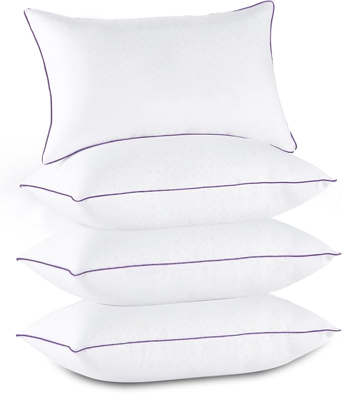 Pillows Queen Size Set of 4, Washable Supportive Bed Pillows with Super Soft Down