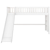 Twin Size Low Loft Bed for Kids,Loft Bed with Slide and Ladder