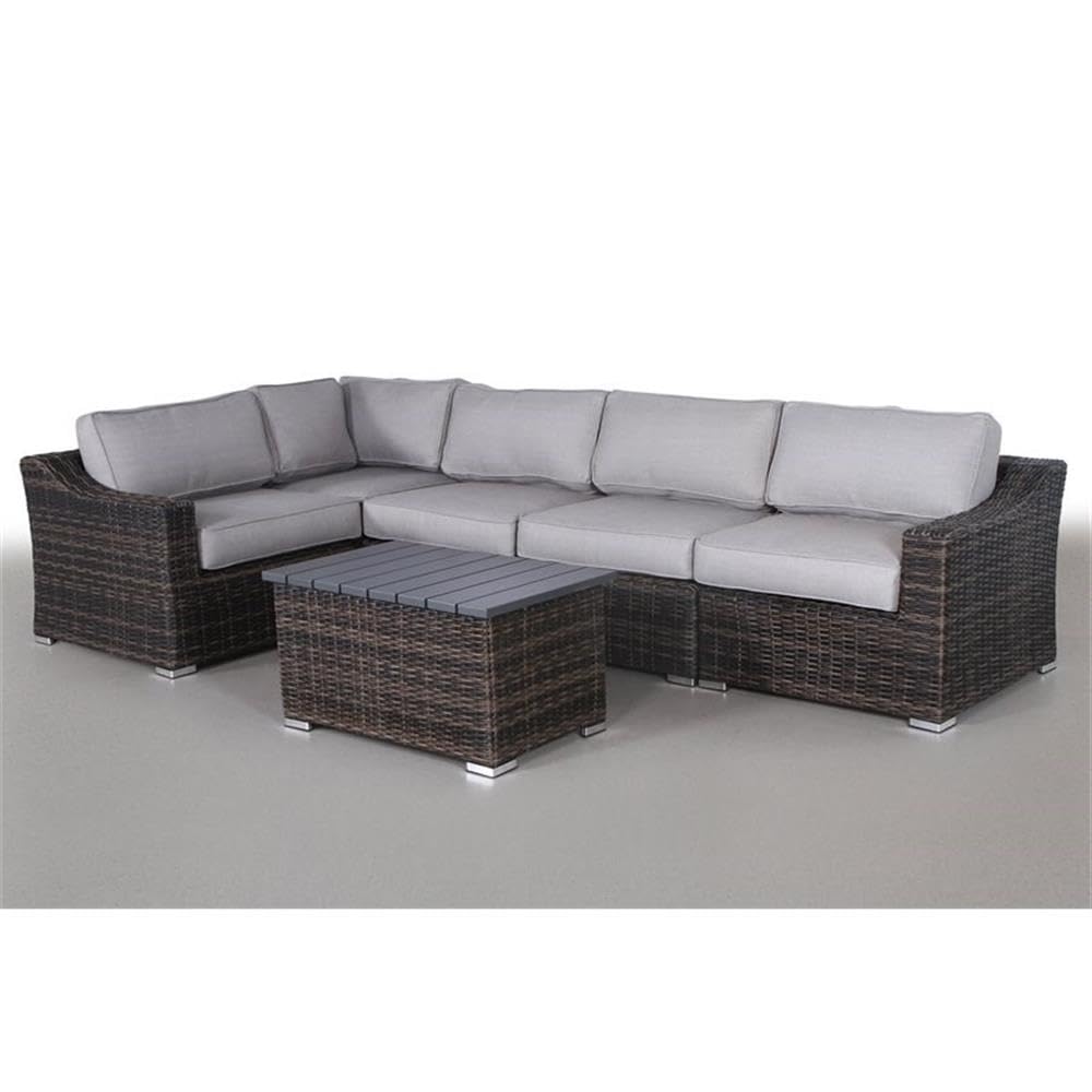 Marina Collection Patio Furniture Sofa Garden, Sectional Furniture Set Resort Grade Furniture. No Assembly Required [CM-5908] (6 Piece, Marina Brown)