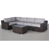 Marina Collection Patio Furniture Sofa Garden, Sectional Furniture Set Resort Grade Furniture. No Assembly Required [CM-5908] (6 Piece, Marina Brown)
