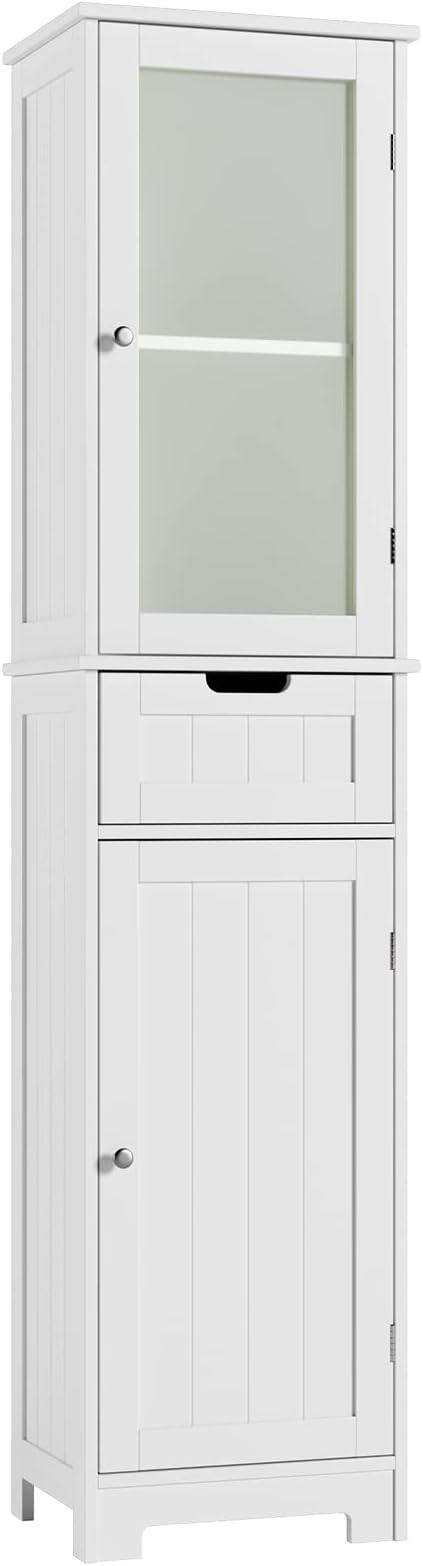 Bathroom Cabinet, Storage Cabinet with 2 Door & 1 Drawer, Floor Freestanding Cabinet with Adjustable Shelves,