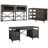 3-Piece Set with Executive Desk Large Hutch & Small Credenza