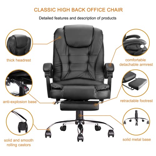 High-Back Office Chair, Adjustable Ergonomic Office Chair, Computer Desk Chair