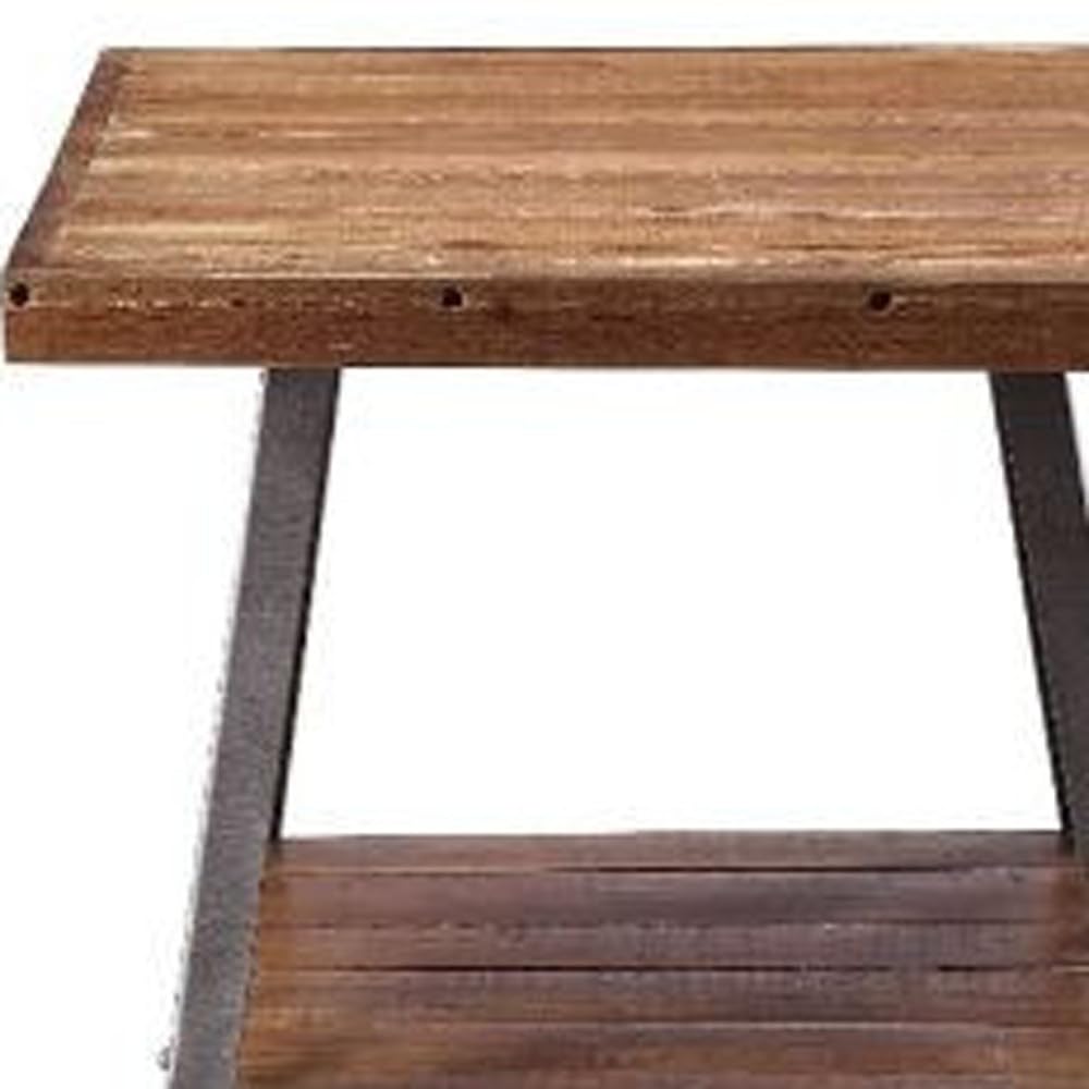 23" Sandy Black and Weathered Oak Manufactured Wood Rectangular End Table