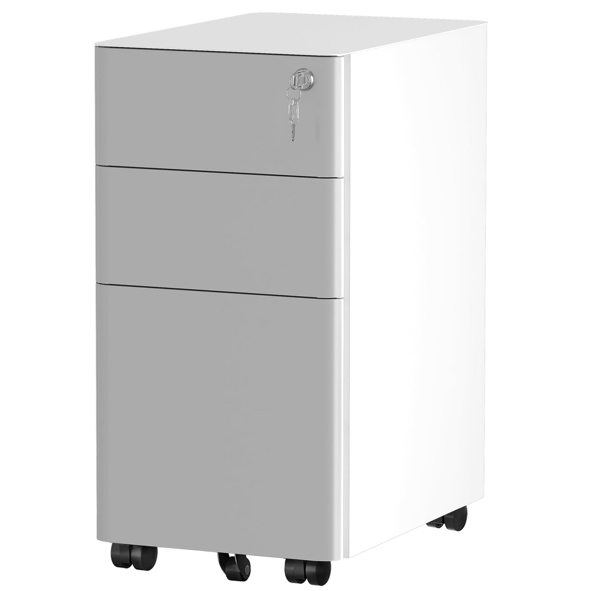 3-Drawer Metal Filing Cabinet Office Drawers with Keys, Compact Slim Portable File