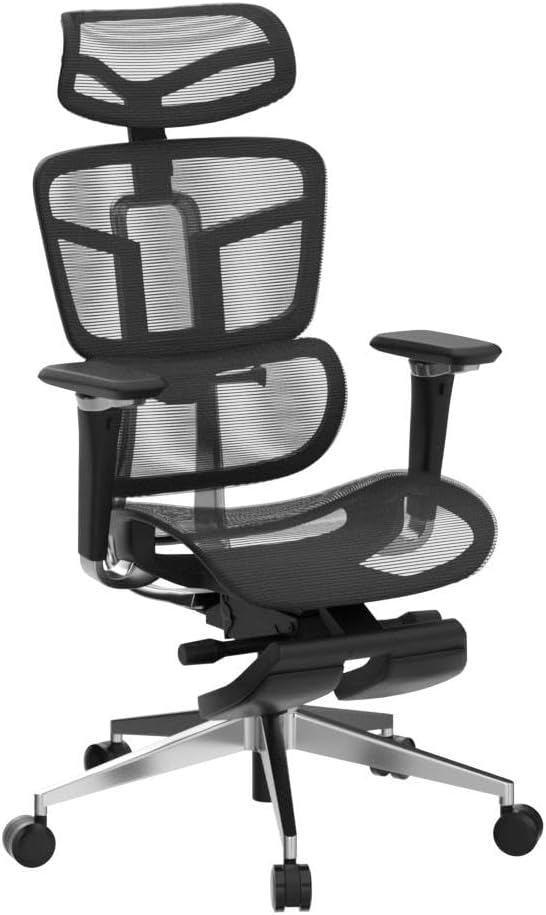 Ergonomic Office Chair with Foot Rest, High Back Desk Chair with 3D Adjustable Backrest