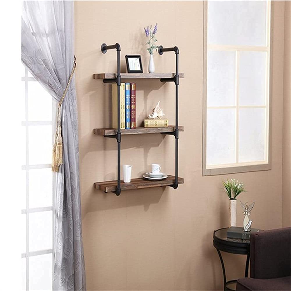 Industrial Wall Mounted Pipe Shelf Floating Shelves Wall Shelf Unit Bookshelf Hanging Wall