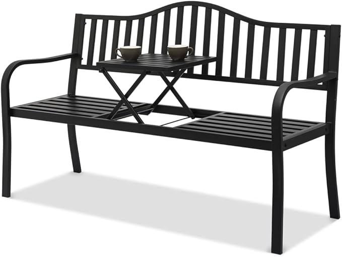 Outdoor Bench Garden Patio Porch Furniture Aluminum Lightweight Sturdy 50 inch Bench