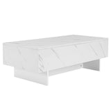 41" Marble White Cool Coffee Table for Living Room,Rectangular Glossy Smart Contemporary Center