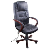 Black Office Massage Chair Real Leather Height Adjustable