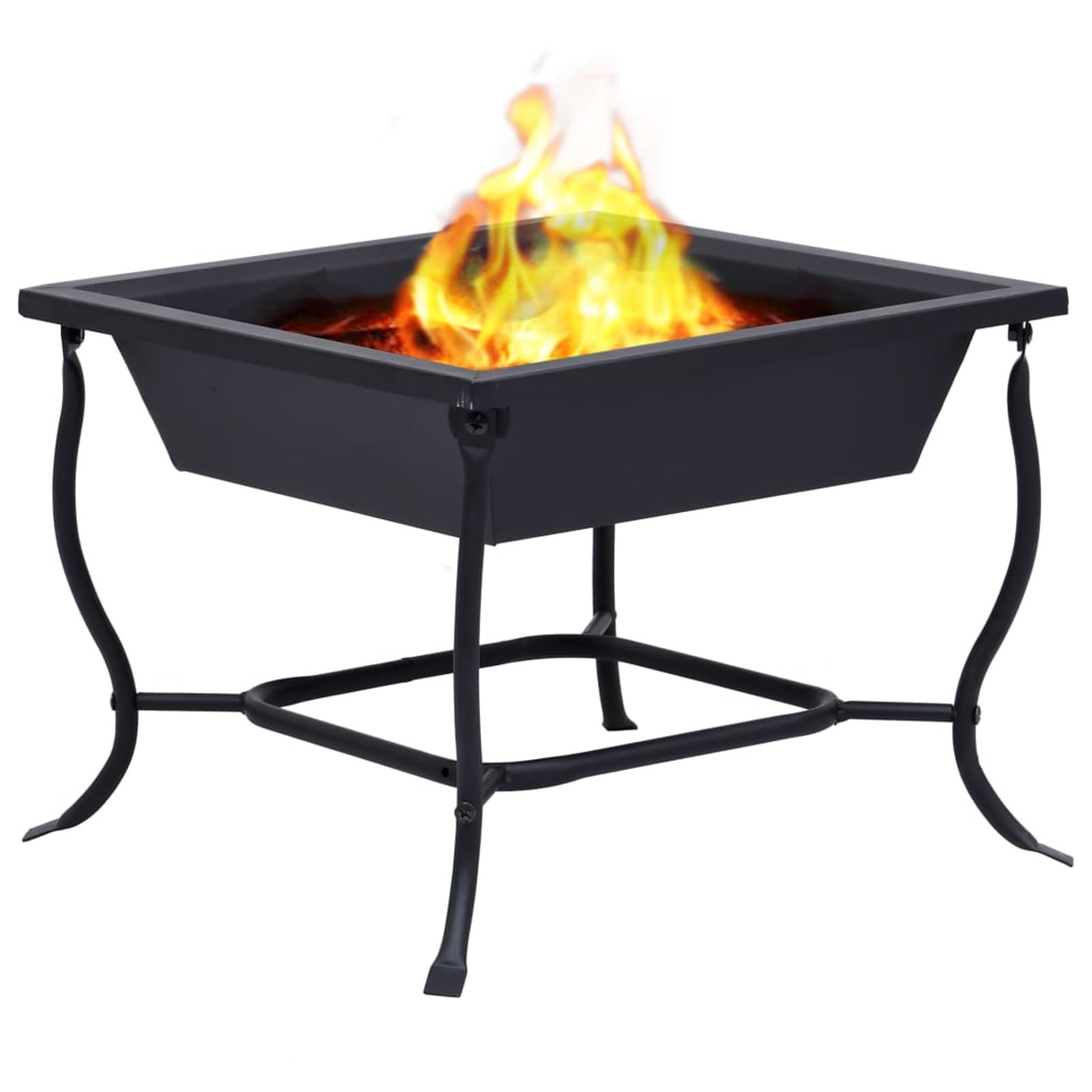 Tidyard Fire Pit Black 16.5 x 16.5 x 17.7 Inch Steel Wood Burning Firepit Stove, Patio Garden Fireplace for Camping, Outdoor Heating, Picnic, Party
