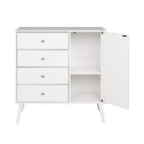 Milo Mid-Century Modern 4-drawer Chest with Door - White