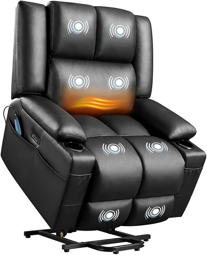 Large Electric Power Lift Recliner Chair, PU Leather Massage Chair