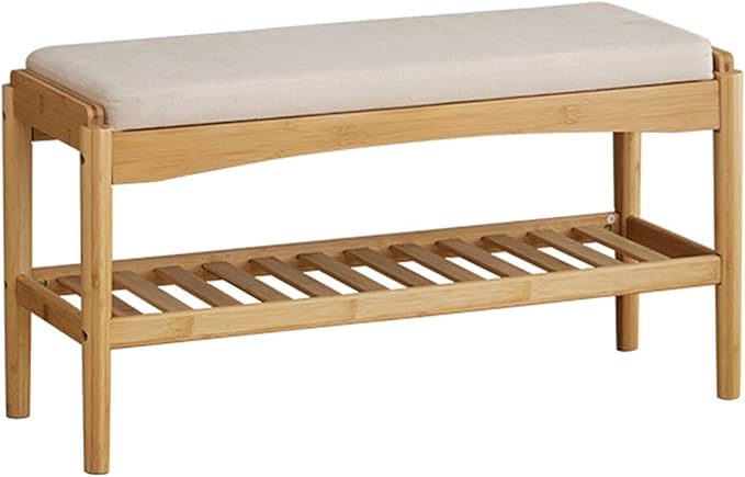 Bamboo Shoe Rack Bench, 3 Tier Shoe Organizer Storage Rack for Entryway