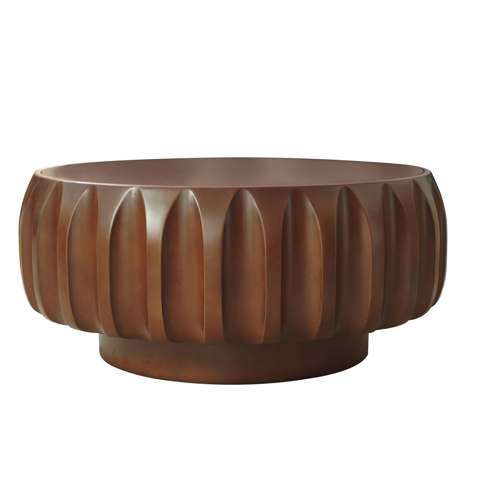 31.5" Round Coffee Tables for Living Room, Traditional Handcraft Drum Coffee Table