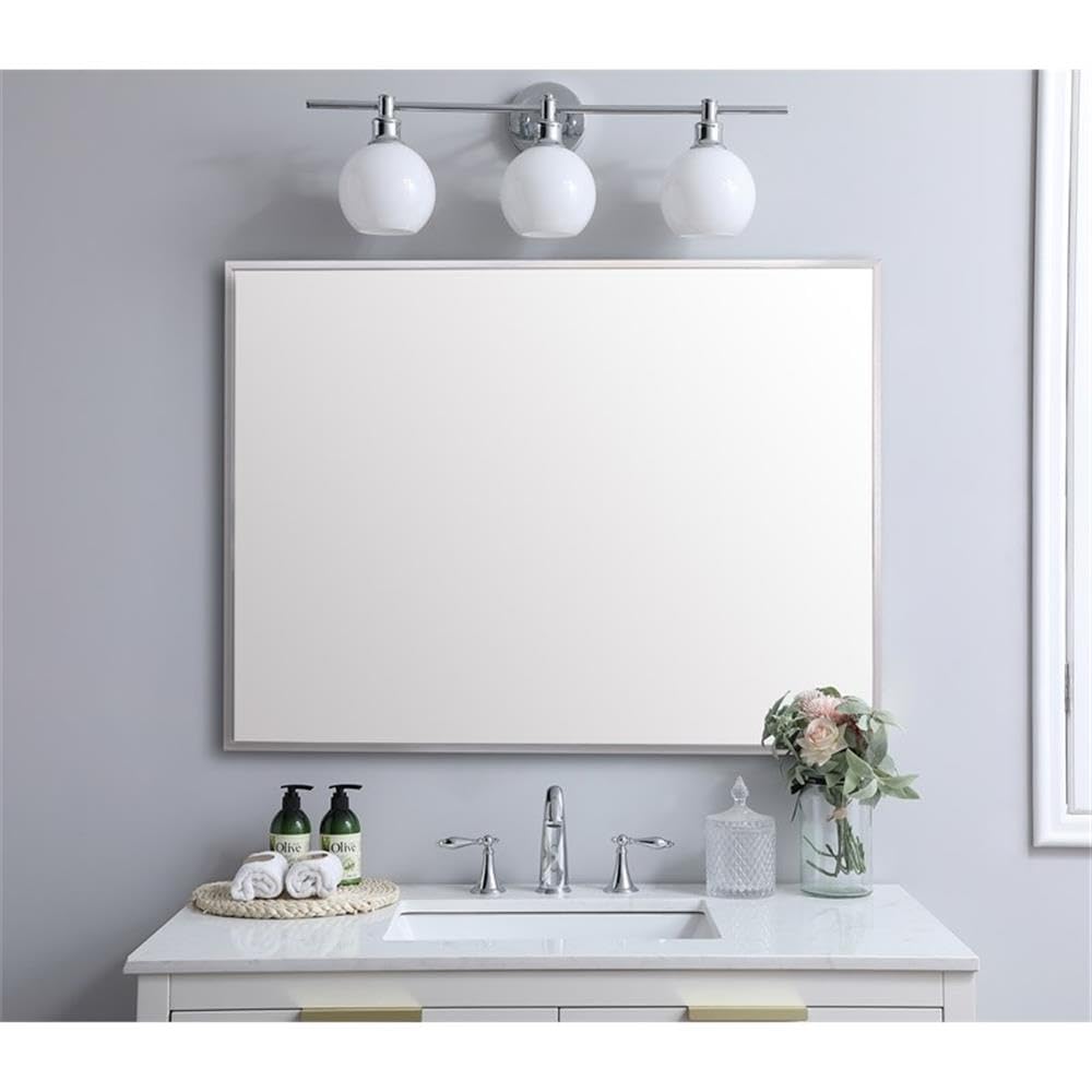 Aluminum Frame Rectangle Mirror 30x42 in Silver