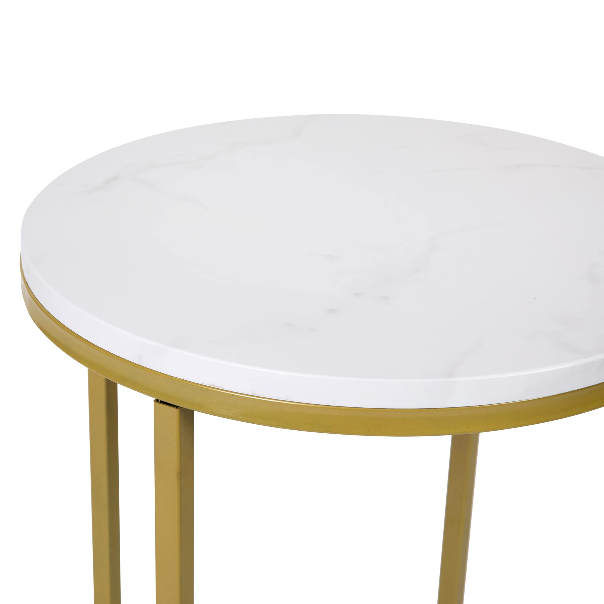 Hampstead Collection End Table - Modern White Marble Finish End Table