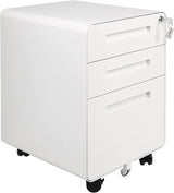 3 Drawer Mobile File Cabinet with Lock, Heavy Duty Metal Filing Cabinet Rolling Pedestal Under Desk