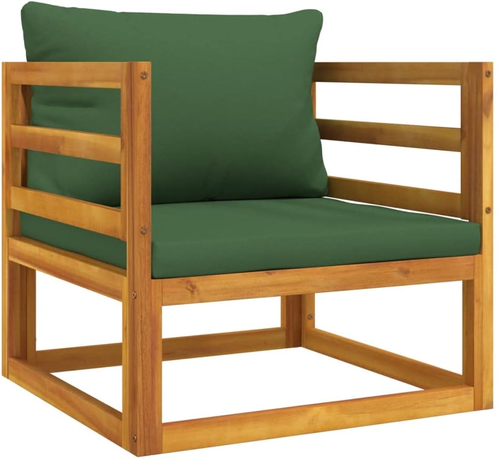 VRAXO 7 Piece Patio Lounge Set with Green Cushions Solid Wood,Outdoor Furniture Sets-198.44lbs-101