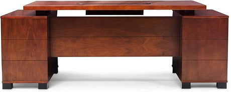 Furniture 79" Modern Ford Executive Desk with Filing Cabinets - Light Wood