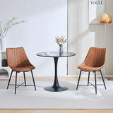 Modern Dining Chairs Set of 2, Faux Leather Armless Side Chairs with Metal Legs,