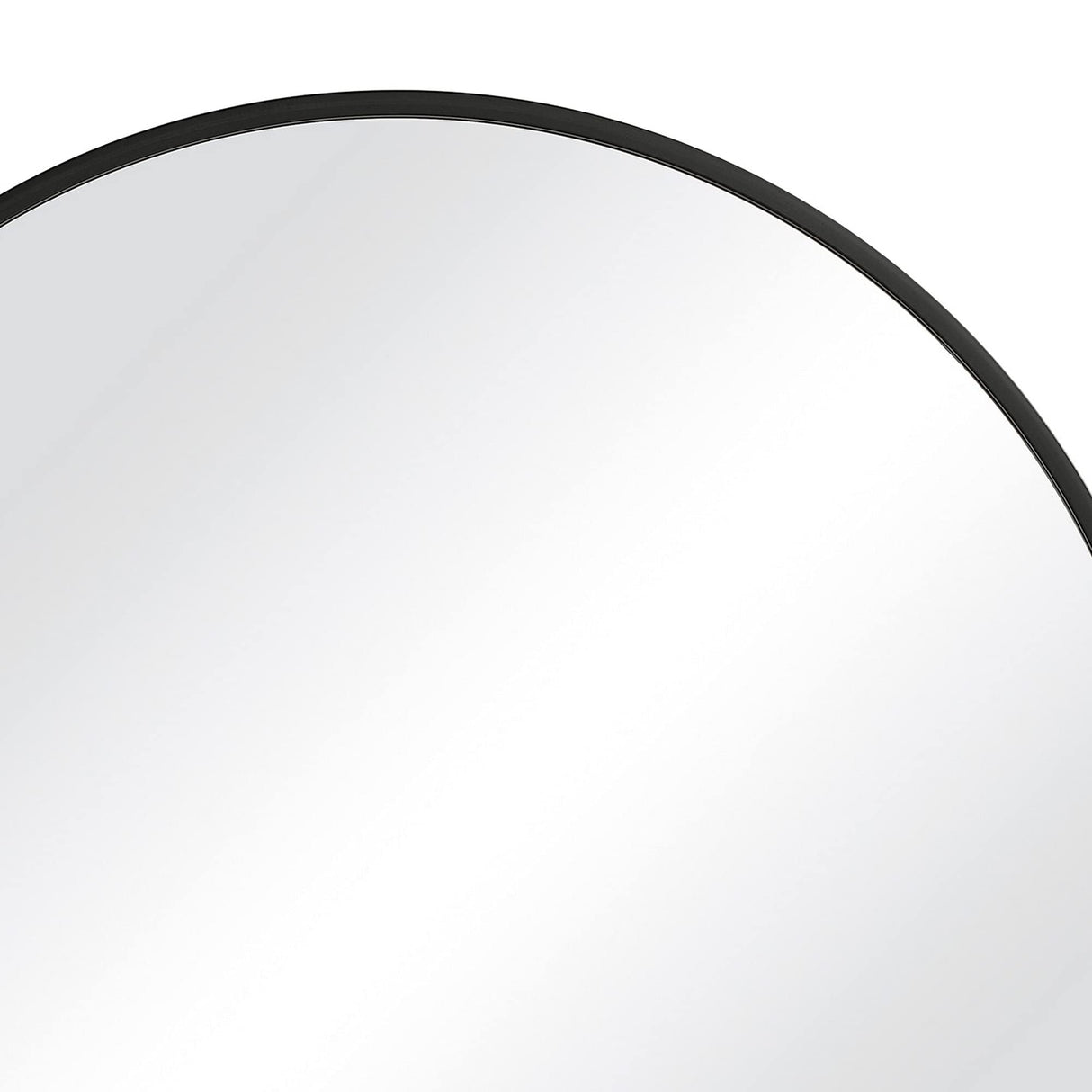 37 Inches Round Shape Sleek Frame Mirror, Black