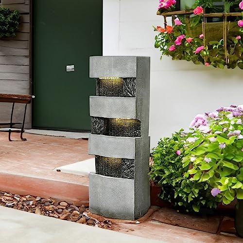 4 Tier Outdoor Water Fountain Garden - Rainfall Patio Fountains 40"H Waterfall