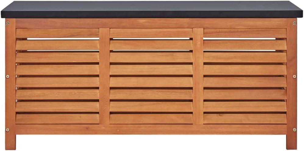 Rustic Solid Eucalyptus Garden Storage Box 46.1X19.7X21.7 in Indoor Outdoor