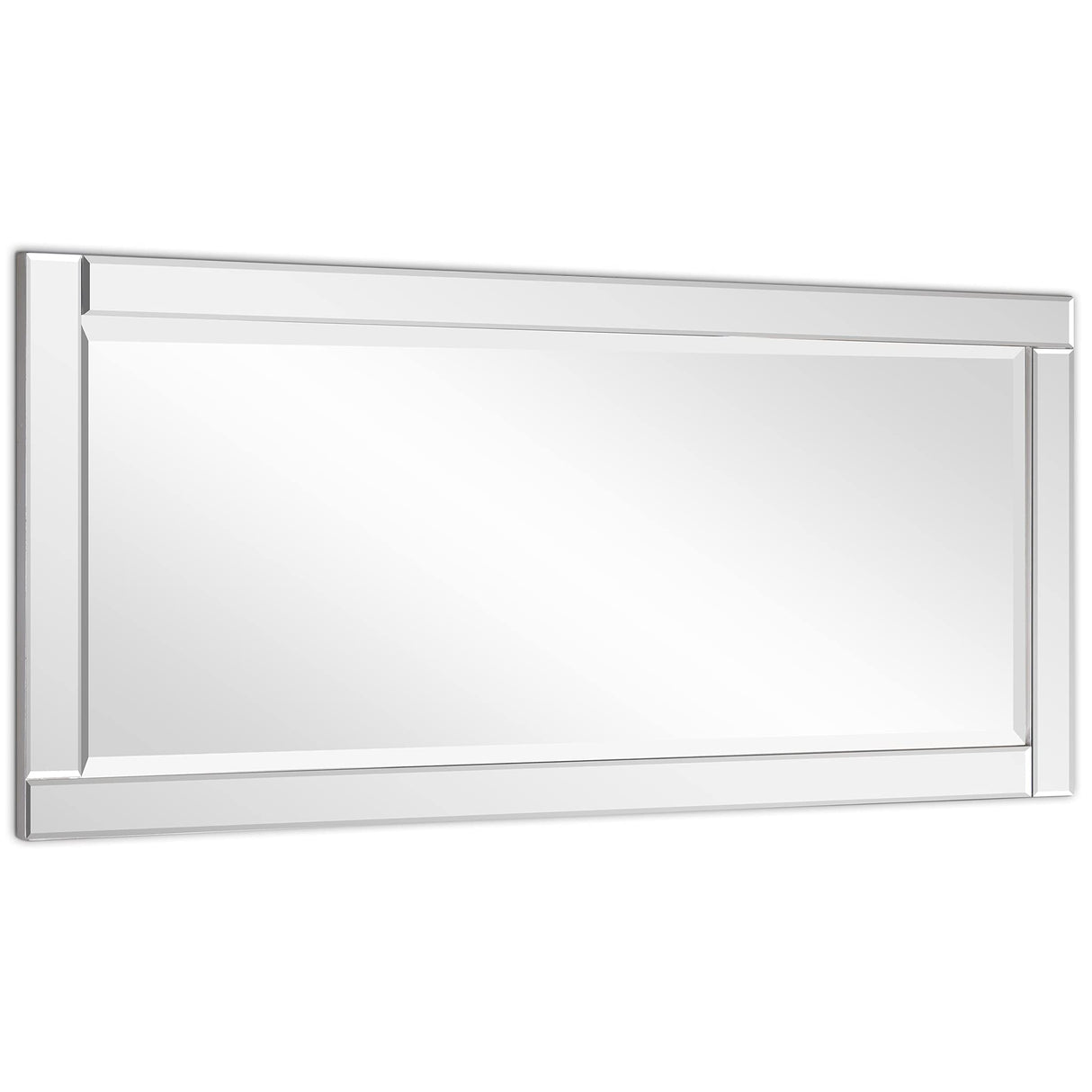 Modern Rectangle Wall Mirror for Vanity & Bathroom Solid Wood Frame, 1"-Beveled Center,