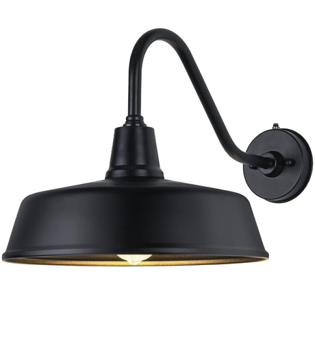 Outdoor Gooseneck Barn Light Fixture with a 15 inch Long Extended Arm - Dusk to Dawn Porch Light