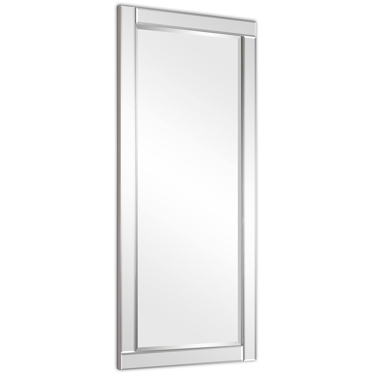 Modern Rectangle Wall Mirror for Vanity & Bathroom Solid Wood Frame, 1"-Beveled Center,